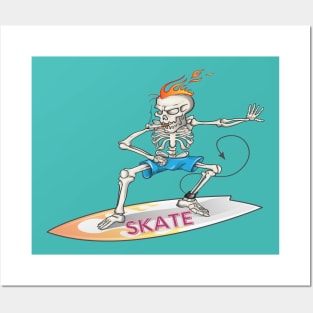 how to ride a skateboard, skateboard skeletons Posters and Art